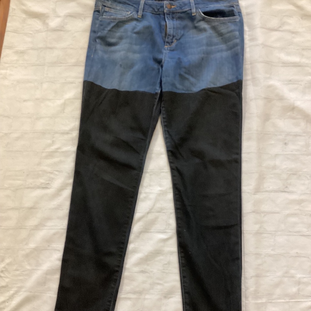 UNIQUE BICOLOR JEANS TWO-TONED (Color: Blue/ Black